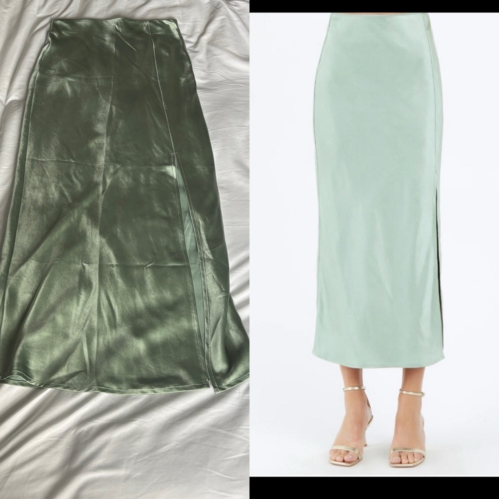 Anthro | Hayek Slit Maxi Skirt Mint Green